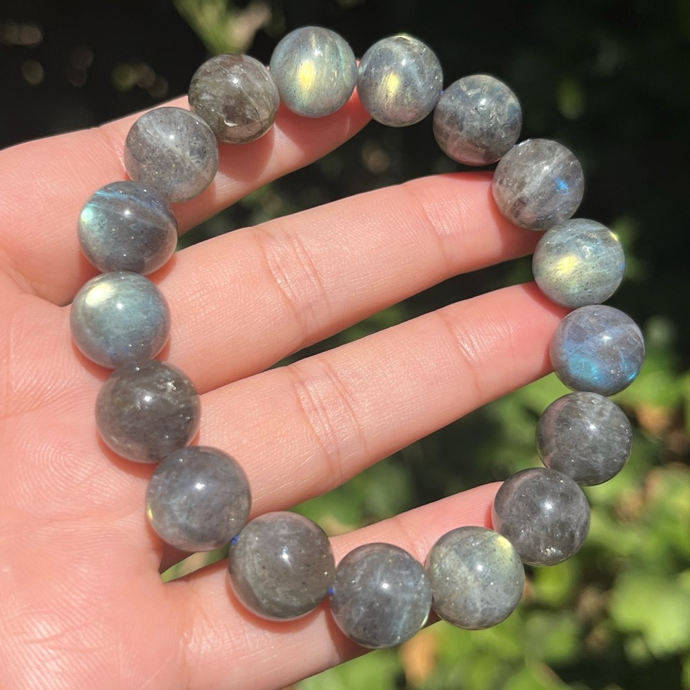 12.5mm stretchable grey‎ labradorite bracelet